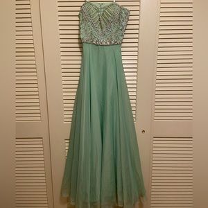 Sherri Hill Strapless Dress, Light Green Color, Size 6